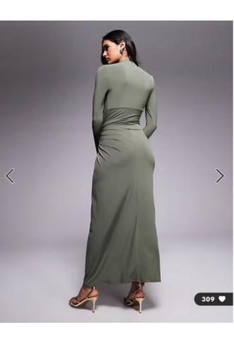 Daska exclusive high neck maxi dress in olive
