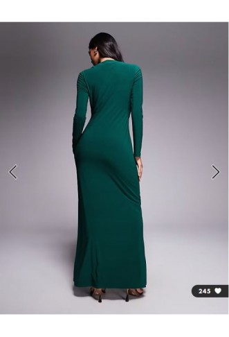 Daska exclusive high neck maxi dress in emerald green