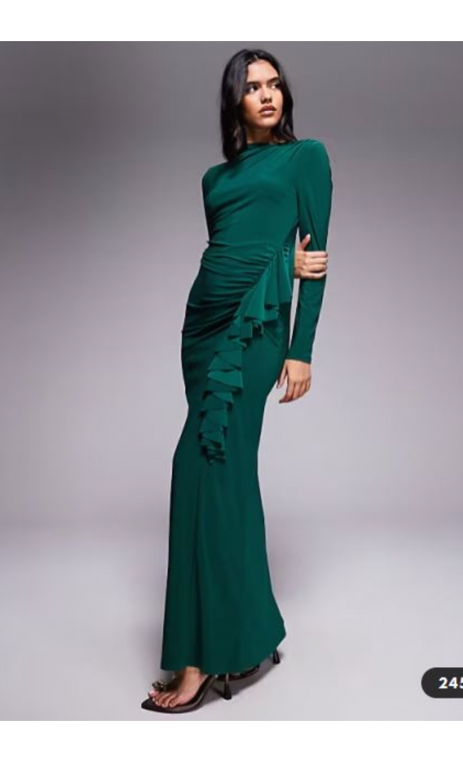 Daska exclusive high neck maxi dress in emerald green