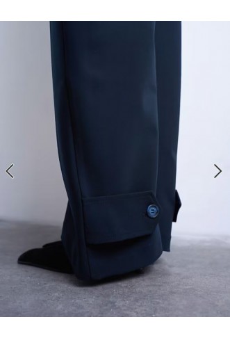 Topshop barrel leg tailored trousers in navy