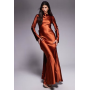 Daska satin maxi dress with exaggerated bow back in rust