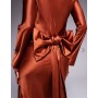 Daska satin maxi dress with exaggerated bow back in rust
