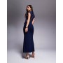 ASOS DESIGN maxi dress with cowl skirt detail and layered bodice in navy
