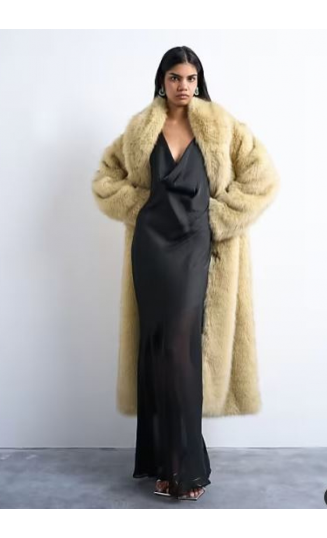 Topshop occasion mixed fabric cowl neck dress in black