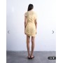 Topshop grown on shoulder chiffon mini dress with sash in textured buttermilk