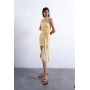 Topshop grown on shoulder chiffon mini dress with sash in textured buttermilk