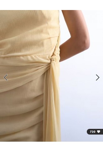 Topshop grown on shoulder chiffon mini dress with sash in textured buttermilk