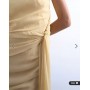 Topshop grown on shoulder chiffon mini dress with sash in textured buttermilk
