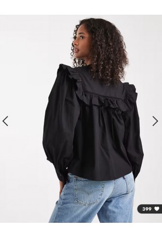 ASOS DESIGN tie front lace insert blouse in black
