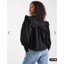 ASOS DESIGN tie front lace insert blouse in black