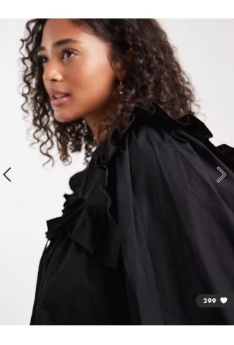 ASOS DESIGN tie front lace insert blouse in black