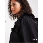 ASOS DESIGN tie front lace insert blouse in black