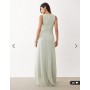 TFNC Bridesmaid chiffon wrap top draped maxi dress in sage green