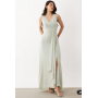 TFNC Bridesmaid chiffon wrap top draped maxi dress in sage green
