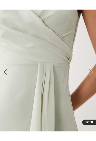 TFNC Bridesmaid chiffon wrap top draped maxi dress in sage green