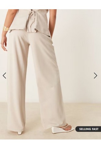 JDY wide leg tailored trousers in stone