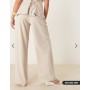 JDY wide leg tailored trousers in stone