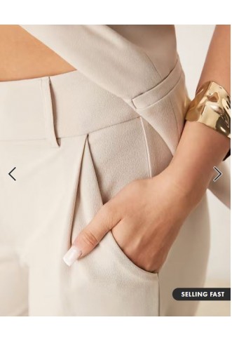 JDY wide leg tailored trousers in stone