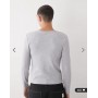 COLLUSION long sleeve rib henley slim fit in grey marl