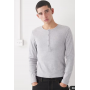 COLLUSION long sleeve rib henley slim fit in grey marl