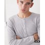 COLLUSION long sleeve rib henley slim fit in grey marl
