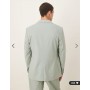 ASOS DESIGN linen blend double breasted regular suit jacket in green