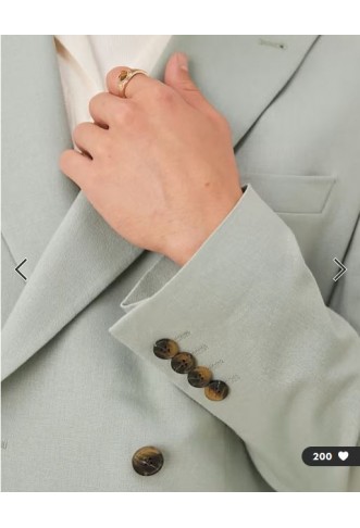 ASOS DESIGN linen blend double breasted regular suit jacket in green