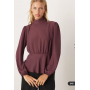 ASOS DESIGN high neck long sleeve peplum blouse in plum