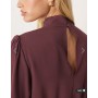 ASOS DESIGN high neck long sleeve peplum blouse in plum