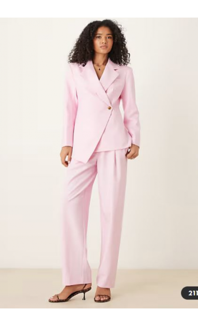 ASOS DESIGN tailored straight leg trousers co-ord in pink