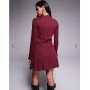 ASOS DESIGN ribbed long sleeve lettuce hem mini dress in burgundy