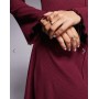 ASOS DESIGN ribbed long sleeve lettuce hem mini dress in burgundy