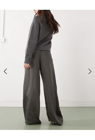 Weekday satin trousers in dark grey