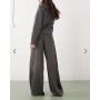 Weekday satin trousers in dark grey
