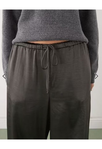 Weekday satin trousers in dark grey