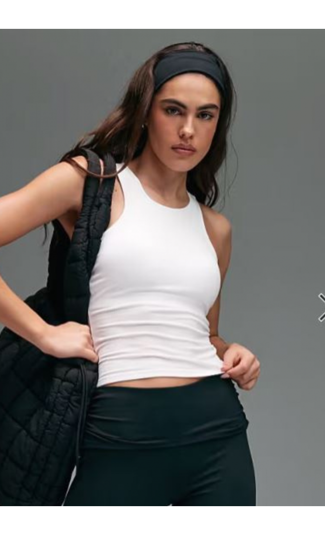 4505 plush lightweight ribbed racer vest with inner bra and removeable padding in white