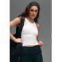 4505 plush lightweight ribbed racer vest with inner bra and removeable padding in white