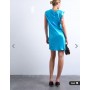 Topshop grown on shoulder ruched waist mini dress in blue satin