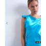 Topshop grown on shoulder ruched waist mini dress in blue satin