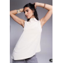 ASOS DESIGN floaty grown on neck cupro longline top in stone