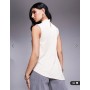 ASOS DESIGN floaty grown on neck cupro longline top in stone