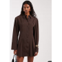 ASOS DESIGN cinched shoulder pad shirt mini dress in chocolate
