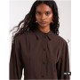 ASOS DESIGN cinched shoulder pad shirt mini dress in chocolate