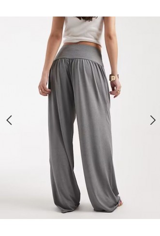 ASOS DESIGN wide waistband slouchy trouser co-ord with button detail in grey marl