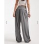 ASOS DESIGN wide waistband slouchy trouser co-ord with button detail in grey marl
