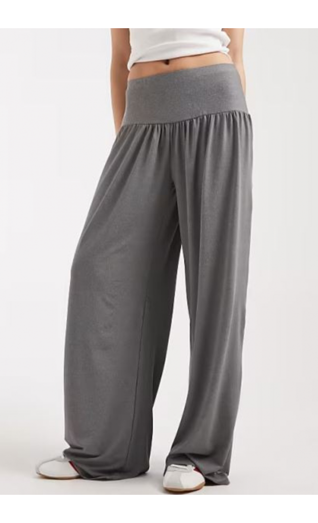 ASOS DESIGN wide waistband slouchy trouser co-ord with button detail in grey marl