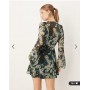 ASOS DESIGN wrap mini dress with ties in blurred blue floral