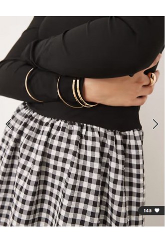 ASOS DESIGN hybrid scoop neck maxi dress in mono gingham skirt
