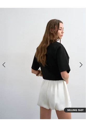Topshop satin bubble shorts in ivory