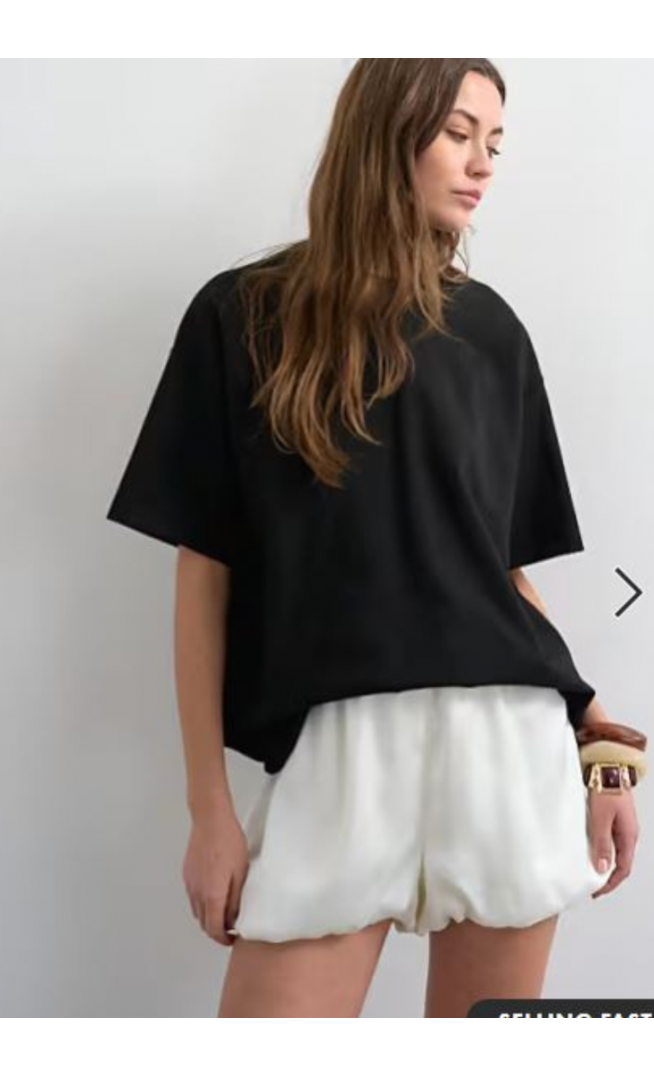 Topshop satin bubble shorts in ivory
